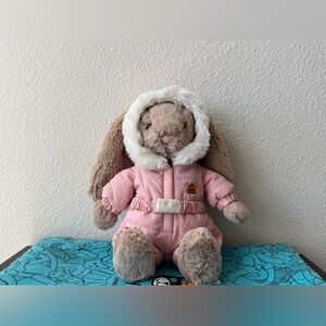 BNWT / Authentic Winter Holiday Jellycat Bashful Bunny in Snow Suit / + DUST BAG